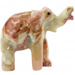 Multi Green Onyx Hand Carved Marble Elephant 6"